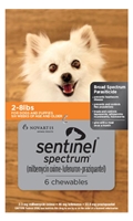 Sentinel Spectrum for Dogs 2-8 lbs, 6 Month (Orange)