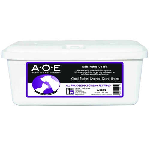 AOE Animal Odor Eliminator Pet Wipes, 80