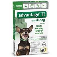 Advantage II for Dogs 1-10 lbs, Green, 6 Pack