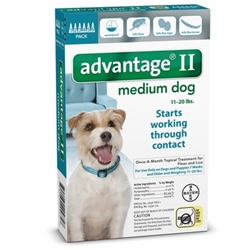 Advantage II for Dogs 11-20 lbs, Teal, 6 Pack