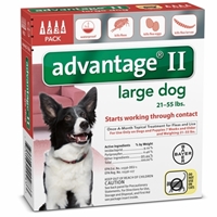 Advantage II for Dogs 21-55 lbs, Red, 4 Pack