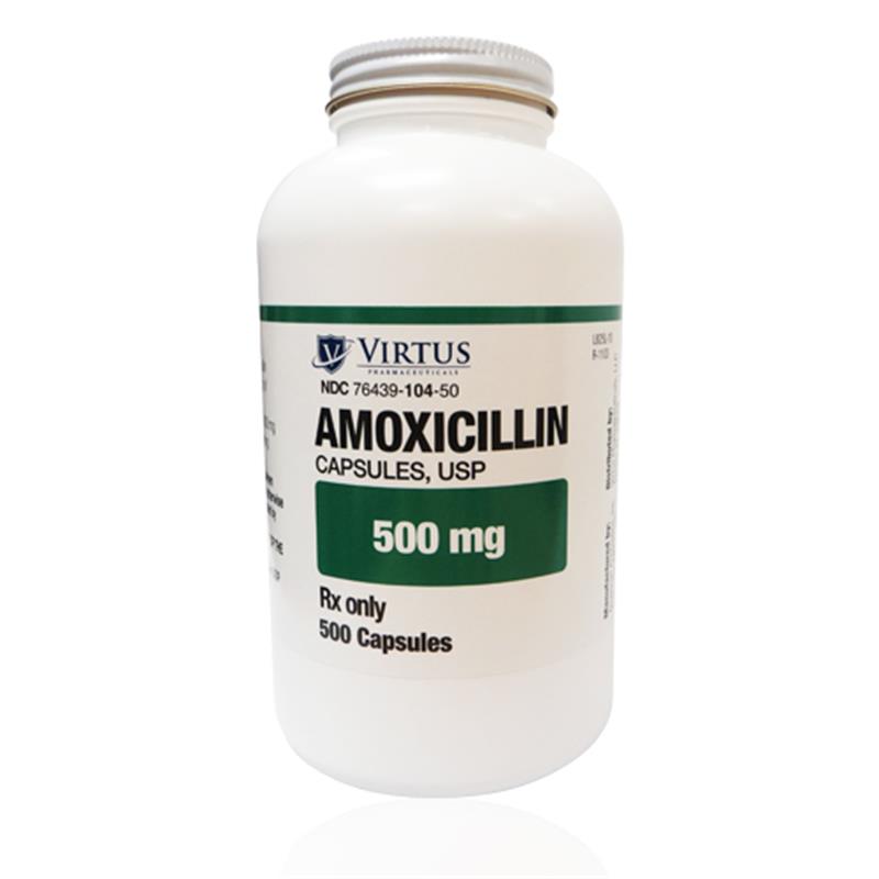 Amoxicillin 500 mg, 100 Capsules