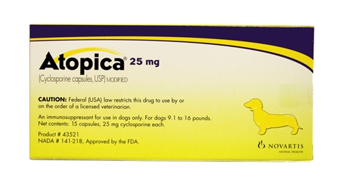 Atopica 25mg, Yellow, 15 Capsules