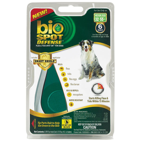 Bio Spot Spot On Flea & Tick Control for Dogs 31-60 lbs, 6 Pack