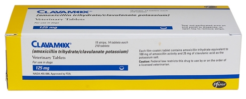 Clavamox 125 mg, 100 Tablets