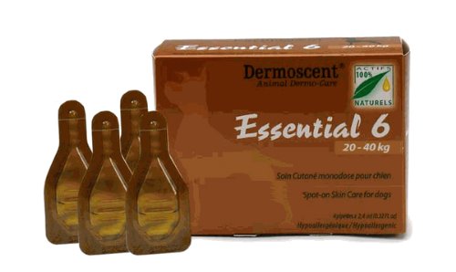 Dermoscent Essential 6 Spot-On Skin Care for Large Dogs 44-88 lbs (20-40 kg), 4 Tubes