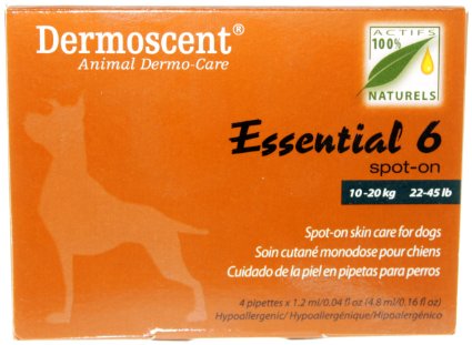 Dermoscent Essential 6 Spot-On Skin Care for Medium Dogs 22-44 lbs (10-20 kg), 4 Tubes