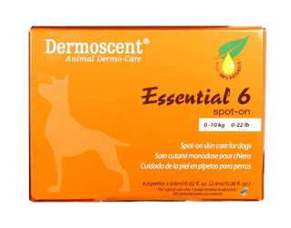 Dermoscent Essential 6 Spot-On Skin Care for Small Dogs 2-22 lbs (1-10 kg), 4 Tubes