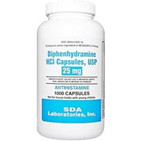 Diphenhydramine HCI 25 mg 100 Capsules