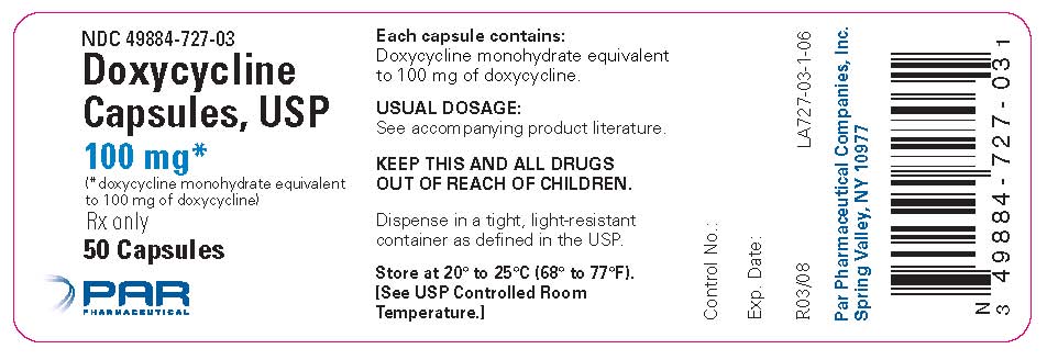 Doxycycline 100 mg, 500 Capsules