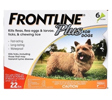 Frontline Plus for Dogs 0-22 lbs, Orange, 6 Pack