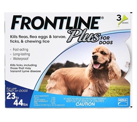 Frontline Plus for Dogs 23-44 lbs, Blue, 3 Pack