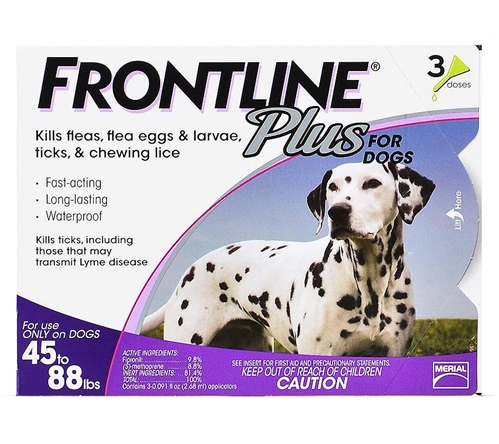 Frontline Plus for Dogs 45-88 lbs, Purple, 3 Pack