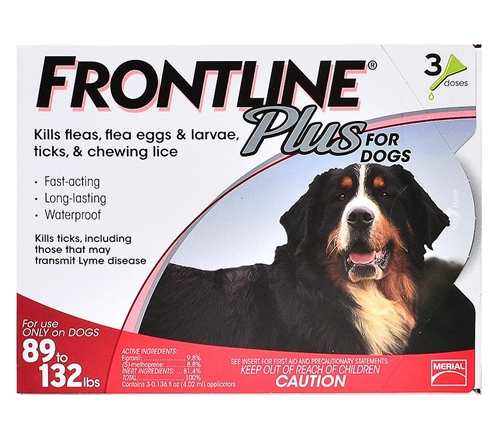 Frontline Plus for Dogs 89-132 lbs, Red, 3 Pack