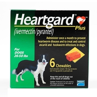 Heartgard Plus for Dogs, 26-50 lbs, Green, 6 Chewables