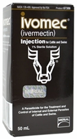 Ivermectin 1% [Noromectin] injection for cattle and swine, 50 mL