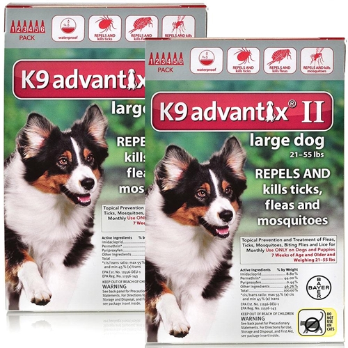 K9 Advantix II for Dogs 21-55 lbs, Red, 12 Pack