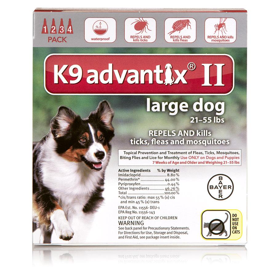 K9 Advantix II for Dogs 21-55 lbs, Red, 4 Pack