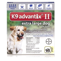 K9 Advantix II for Dogs over 55 lbs, Blue, 4 Pack