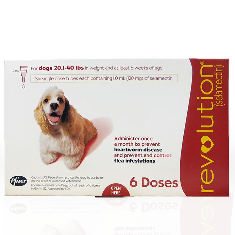 Revolution for Dogs 20-40 lbs, Red, 6 Pack