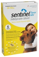Sentinel for Dogs 26-50 lbs, Flavor Tabs, Yellow, 12 Pack