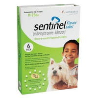 Sentinel for Dogs and Puppies 11-25 lbs, Flavor Tabs, Green, 6 Pack