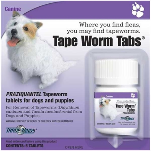 Tape Worm Tabs Canine (Praziquantel) 34 mg, 5 Tablets