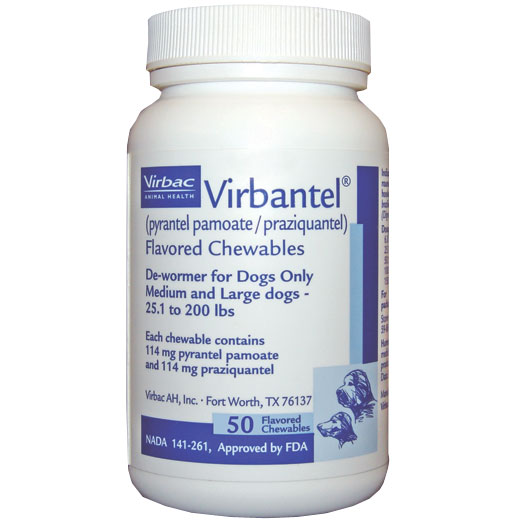 Virbantel Chewable Tablets for Medium/Large Dogs, 50 Tablets