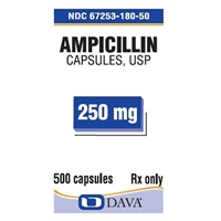 Ampicillin 250 mg, 100 Capsules