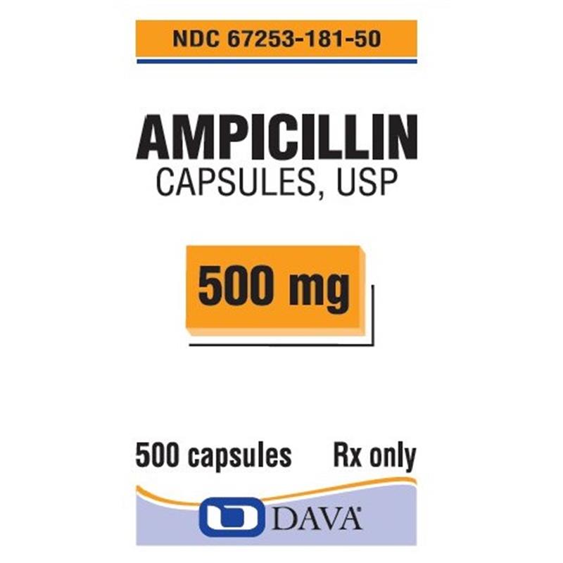 Ampicillin 500 mg, 100 Capsules