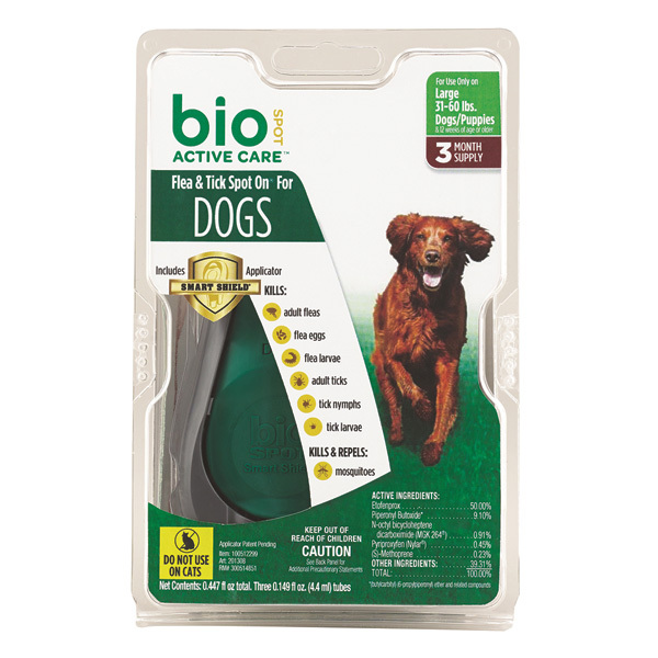 Bio Spot Active Care Flea & Tick Spot On for Dogs 31-60 lbs, 3 Pack : VetDepot.com