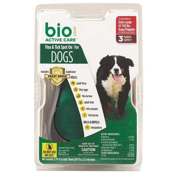 Bio Spot Active Care Flea & Tick Spot On for Dogs 61-150 lbs, 3 Pack : VetDepot.com