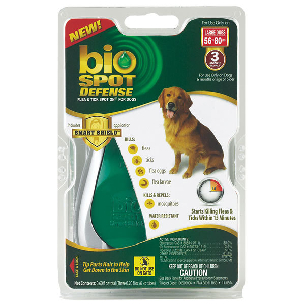 Bio Spot Defense Flea & Tick Spot On for Dogs 56-80 lbs, 3 Pack