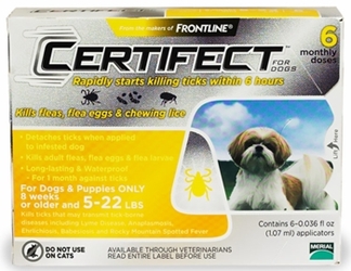 Certifect for Dogs 5-22 lbs, 12 Month (Yellow)