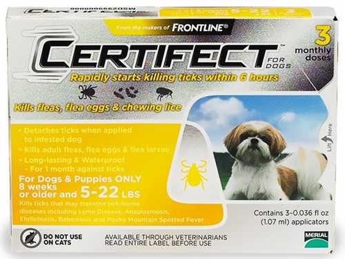 Certifect for Dogs 5-22 lbs, 3 Month (Yellow)