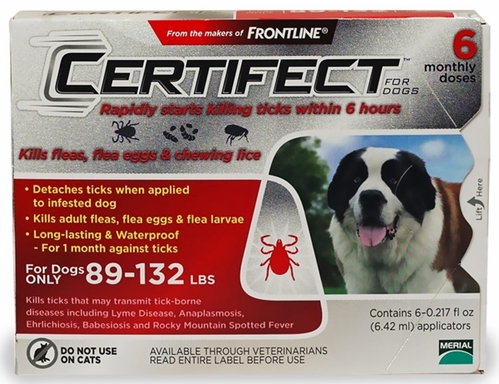 Certifect for Dogs 89-132 lbs, 12 Month (Red)