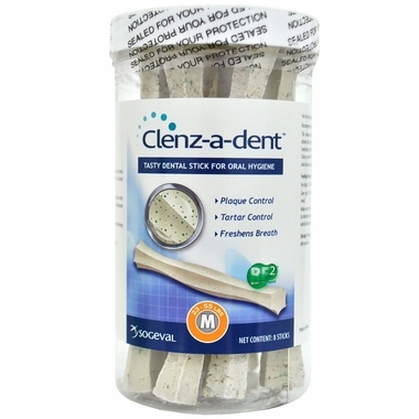 Clenz-A-Dent Dental Chew Sticks for Medium Dogs, 8 Chews