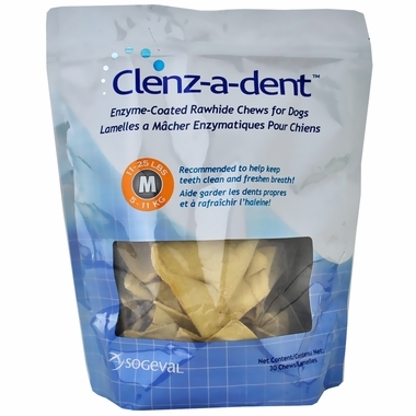 Clenz-A-Dent Rawhide Chews for Medium Dogs, 30 Chews