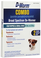 D-Worm COMBO Broad Spectrum De-Wormer For Puppies & Small Dogs 6-25 lbs, 12 Chewable Tablets