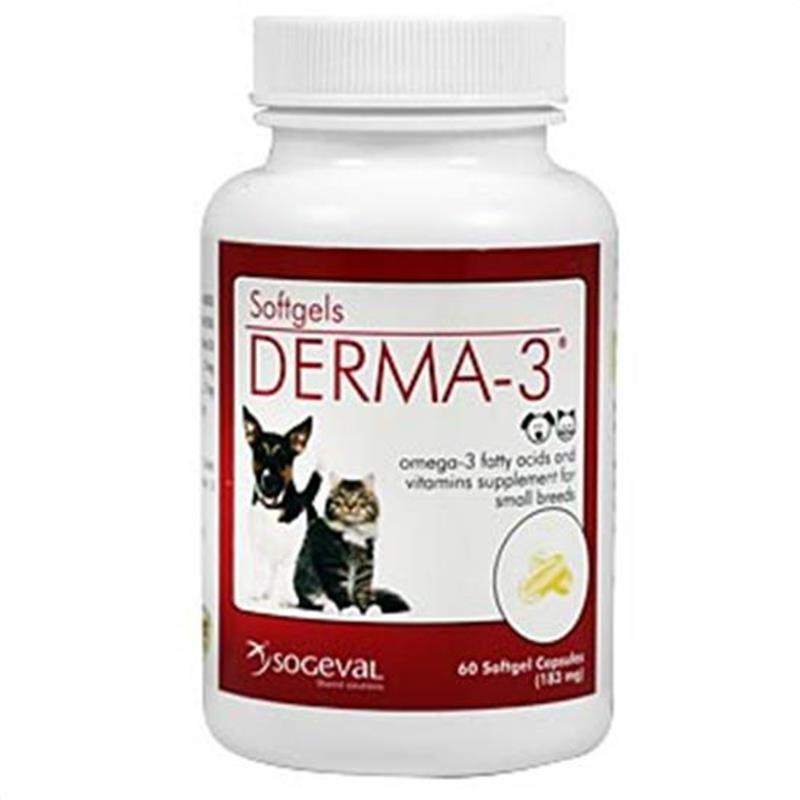 Derma-3 Softgels for Cats and Small Dogs, 60 Capsules