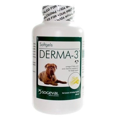 Derma-3 Softgels for Large Dogs, 250 Capsules