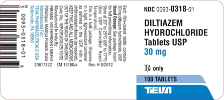Diltiazem HCL 30 mg, 100 Tablets