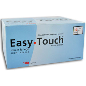 EasyTouch Insulin Syringe U-100 .3 cc 30 gauge x 1/2" - 100 Pack