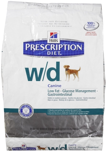 Hill's Prescription Diet w/d Canine Low-Fat Glucose Management Gastrointestinal Dry Food, 8.5 lbs