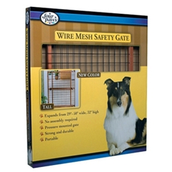 Mahogany Wood Frame Wire Mesh Gate, 29.5" X 32"