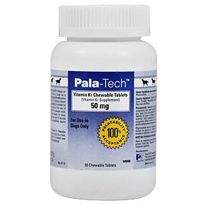 Pala-Tech Vitamin K1 for Dogs and Cats 50 mg, 50 Chewable Tablets