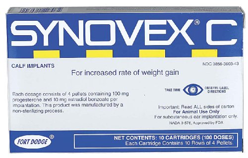 Synovex C Calf Implants, 10 x 10 Cartridges