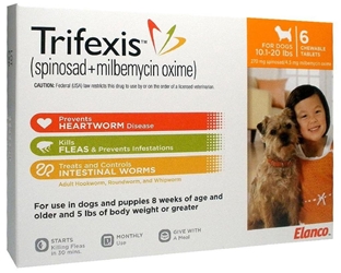 Trifexis for Dogs 10.1-20 lbs, 6 Chewable Tablets (Orange)