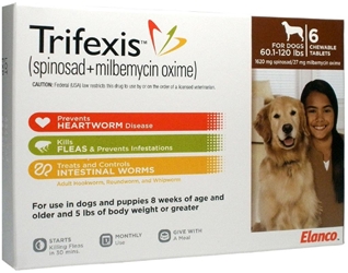 Trifexis for Dogs 60.1-120 lbs, 6 Chewable Tablets (Brown)