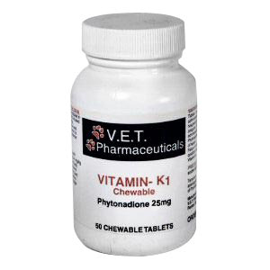 V.E.T. Pharmaceuticals Vitamin K1 25 mg, 50 Chewable Tablets